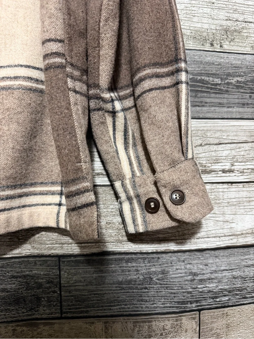 Banana Republic Relaxed Fit Wool Blend Plaid Shirt Jacket Men’s M Brown Tan